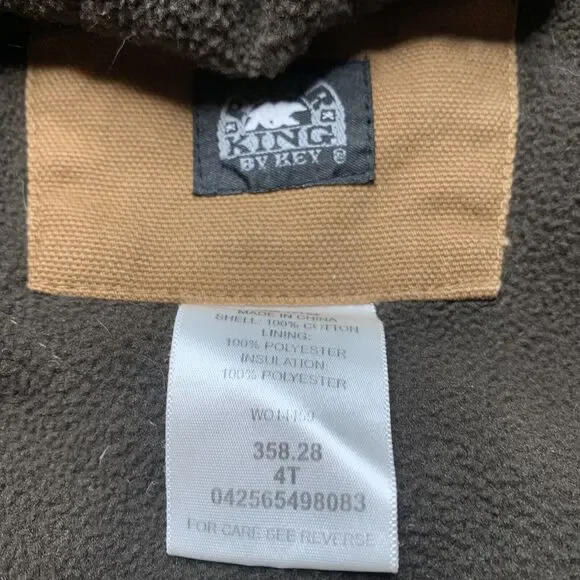 Youth Polar King By Key Brown Fleece Lined Insulated Jacket Toddler Size 4 T